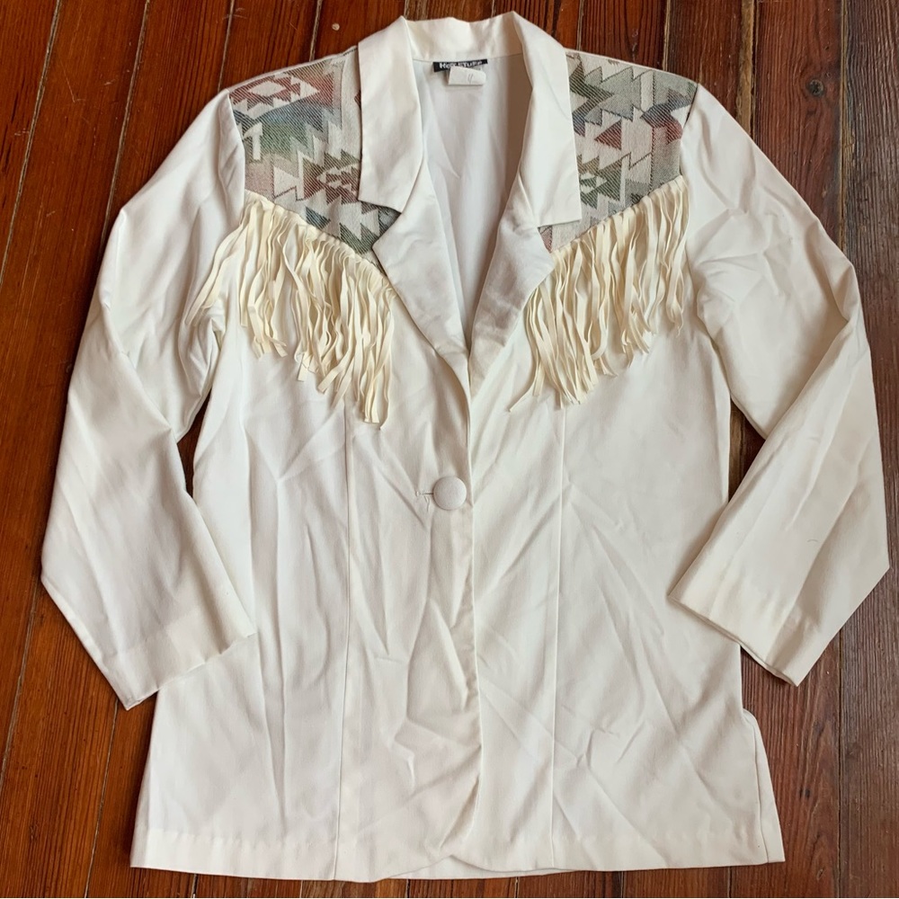 Hot Stuff Western Southwest Print Fringe Blazer - Picture 2 of 15